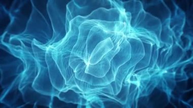 Soyut Güzel Desenler, parçacıklar ve türbülans çizgileri pürüzsüz ve pürüzsüz bir döngüyle soyut bir fraktal ışık arkaplanının 4k / 4k animasyonunu sallıyor