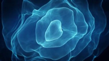 Soyut Güzel Desenler, parçacıklar ve türbülans çizgileri pürüzsüz ve pürüzsüz bir döngüyle soyut bir fraktal ışık arkaplanının 4k / 4k animasyonunu sallıyor