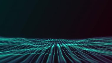 Soyut Dijital Dalga Çizgileri Fx Arkaplan Döngüsü / 4k dijital fraktal parçacık çizgileri sallayan ve kusursuz döngülü soyut bir arkaplan canlandırması