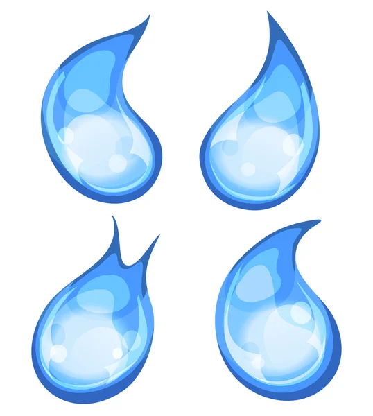 Dibujos animados de agua y gotas iconos conjunto — Vector de stock