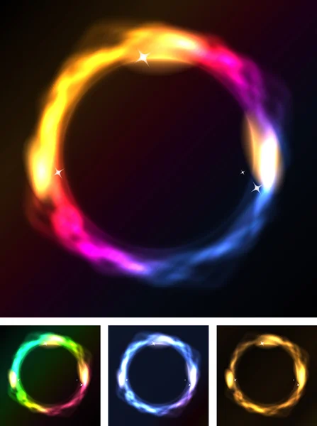 Círculos de néon abstratos ou anel de galáxia — Vetor de Stock