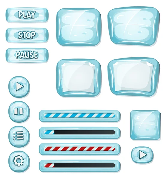 Cartoon Icy Elements For Ui Game — Stock Vector