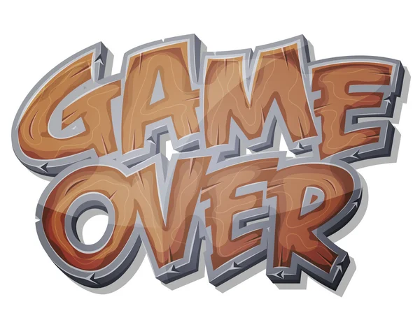 Game Over Wooden Icon For Ui Game — Stock Vector