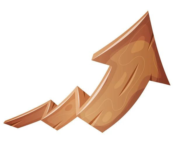 Flecha ascendente de madera de dibujos animados — Vector de stock