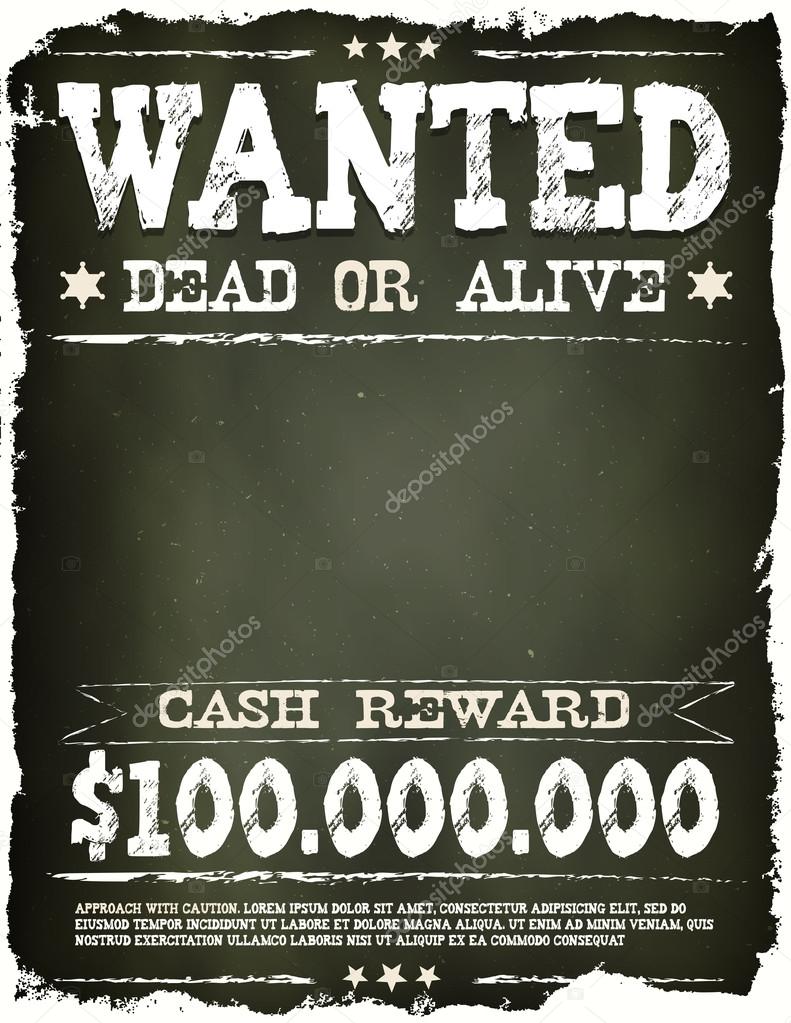 Wanted Vintage Western Poster On Chalkboard