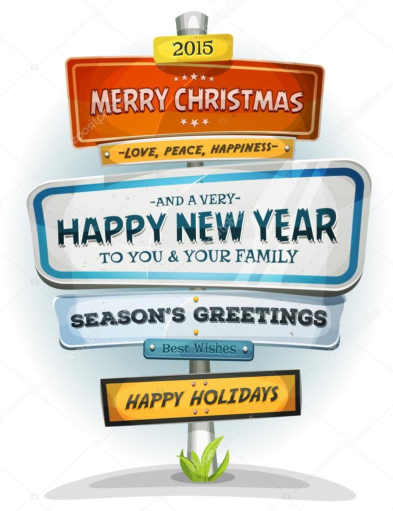 Merry Christmas And Happy New Year On Urban Signpost