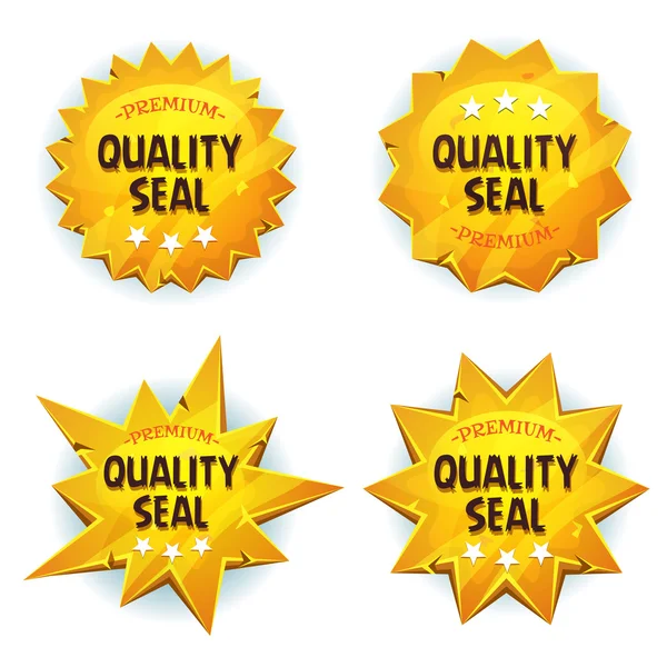 Selos de qualidade dos desenhos animados Gold Premium —  Vetores de Stock