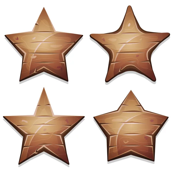 Iconos de estrellas de madera para el juego Ui — Archivo Imágenes Vectoriales