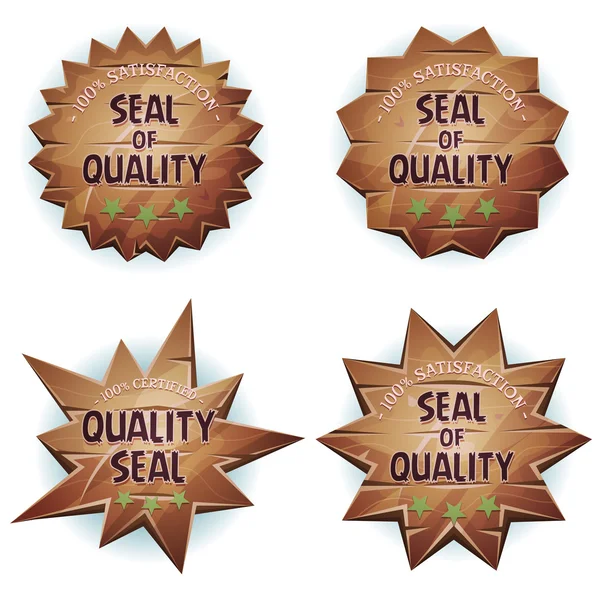 Cartoon Wooden Seal Of Quality — Stock Vector