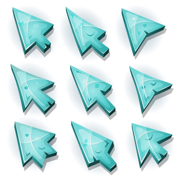 Icônes de glace, curseur et flèches — Image vectorielle