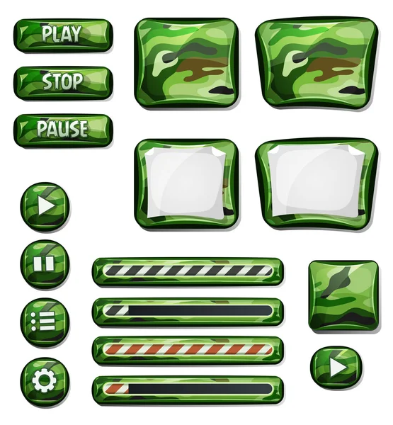 Militar camuflaje iconos elementos para Ui juego — Archivo Imágenes Vectoriales