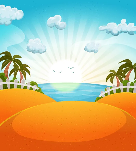 Cartoon Summer Beach Landscape — Stock Vector