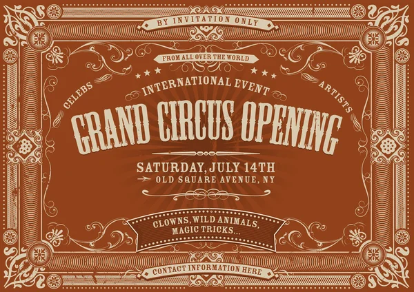 Vintage orizzontale Circo sfondo — Vettoriale Stock