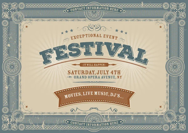 Vintage Fourth Of July Festival achtergrond — Stockvector