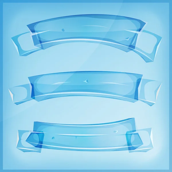 Transparent Glass Or Crystal Banners And Ribbons — Stock Vector