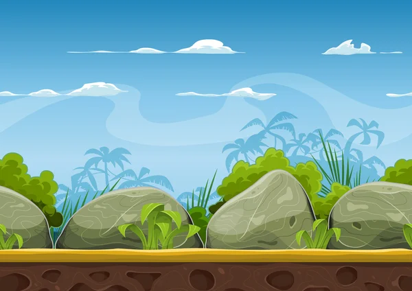 Seamless Tropical Beach Landscape For Ui Game — Stock Vector