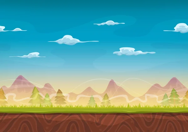 Ui のゲームのためのシームレスな山の風景 — ストックベクタ