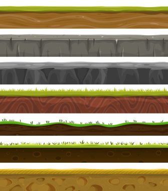 Seamless Grounds, Soil And Grass For Ui Game clipart