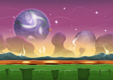 Fantasy Sci-fi Alien Landscape For Ui Game clipart