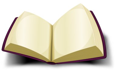 Büyük kitap simgesi ile boş sayfalar açılır