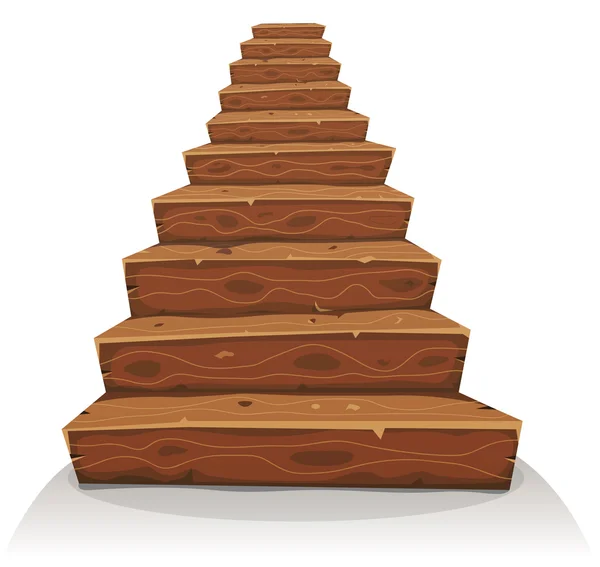 Escaleras de madera de dibujos animados — Vector de stock