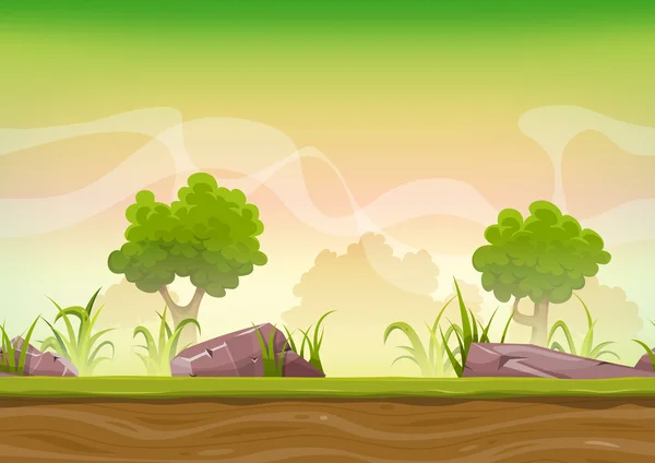 Seamless Forest Landscape Untuk permainan Ui - Stok Vektor