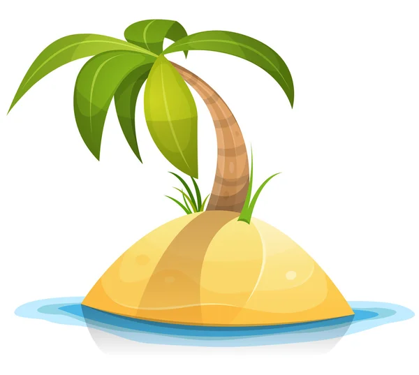 Palm Tree On Tropical Desert Island — Stock Vector