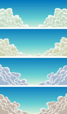 Cloudscape Set On Blue Sky Background