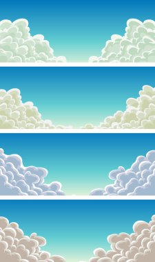 Cloudscape Set On Blue Sky Background