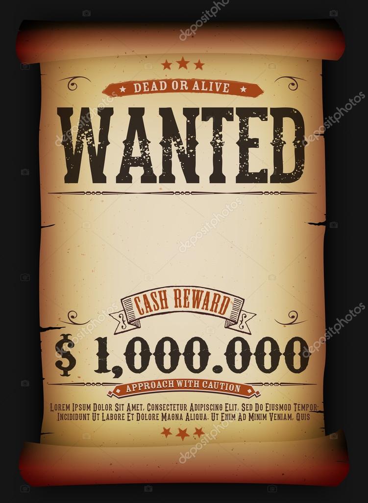 wanted vintage poster on old parchment ストックベクター benchyb