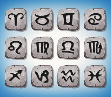 Zodiac Signs And Icons Set On Rocks