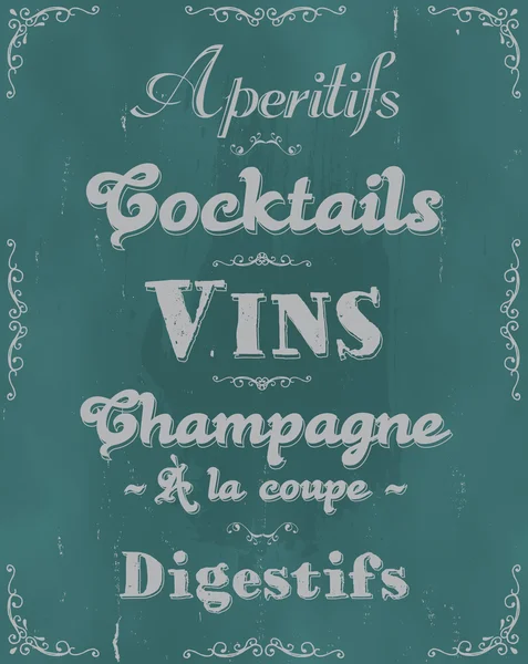 French Restaurant Alcohols And Beverage Background — 图库矢量图片