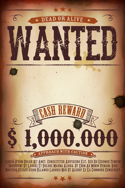 Wanted Vintage Western Poster — Stock Vector