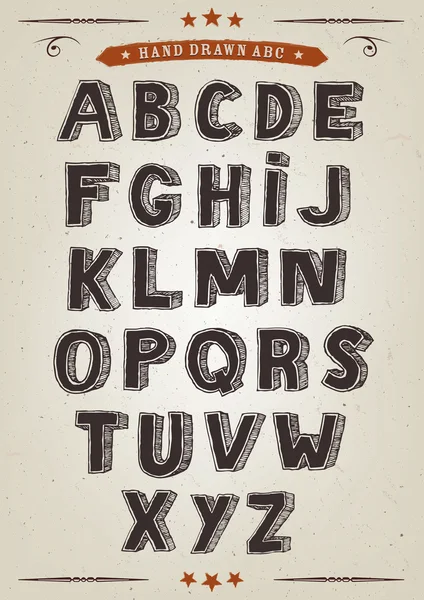 Conjunto de alfabetos elegantes desenhados à mão — Vetor de Stock