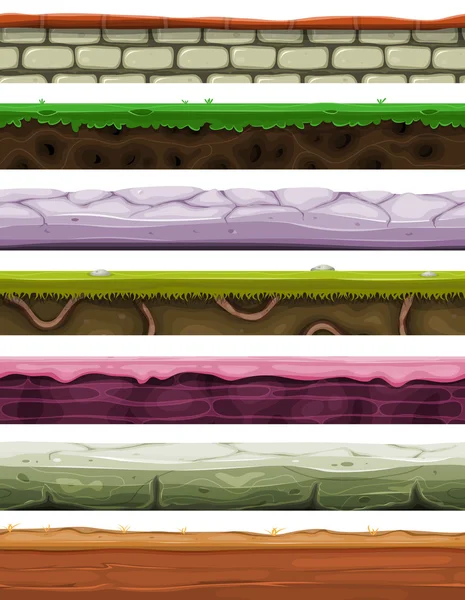 Terrenos de paisaje sin costura para el juego Ui — Archivo Imágenes Vectoriales