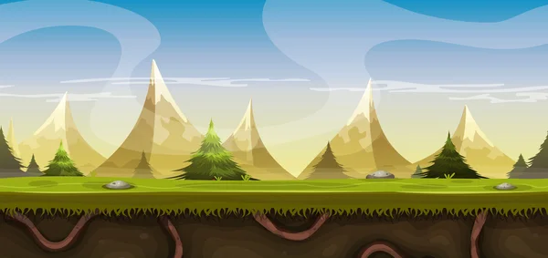 Paisaje de montañas sin costuras para el juego Ui — Vector de stock