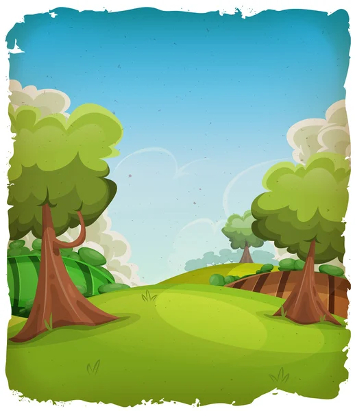 Fondo de paisaje rural de dibujos animados — Vector de stock