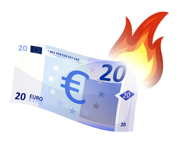 燃焼ユーロ紙幣 — ストックベクタ