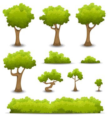 Forest Trees, Hedges And Bush Set clipart