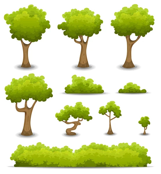 Forest bomen, Hagen en Bush Set — Stockvector