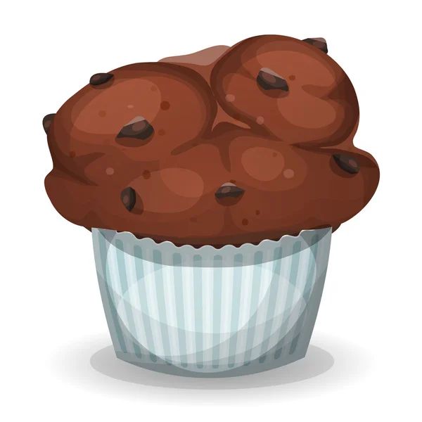 Klassischer amerikanischer Muffin mit Schokoladenchips — Stockvektor
