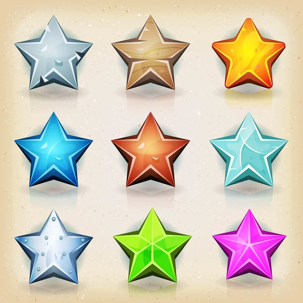 Funny Stars icônes pour le jeu Ui — Image vectorielle
