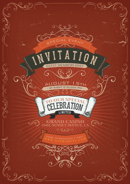 Vintage Invitation Poster Background — Stock Vector