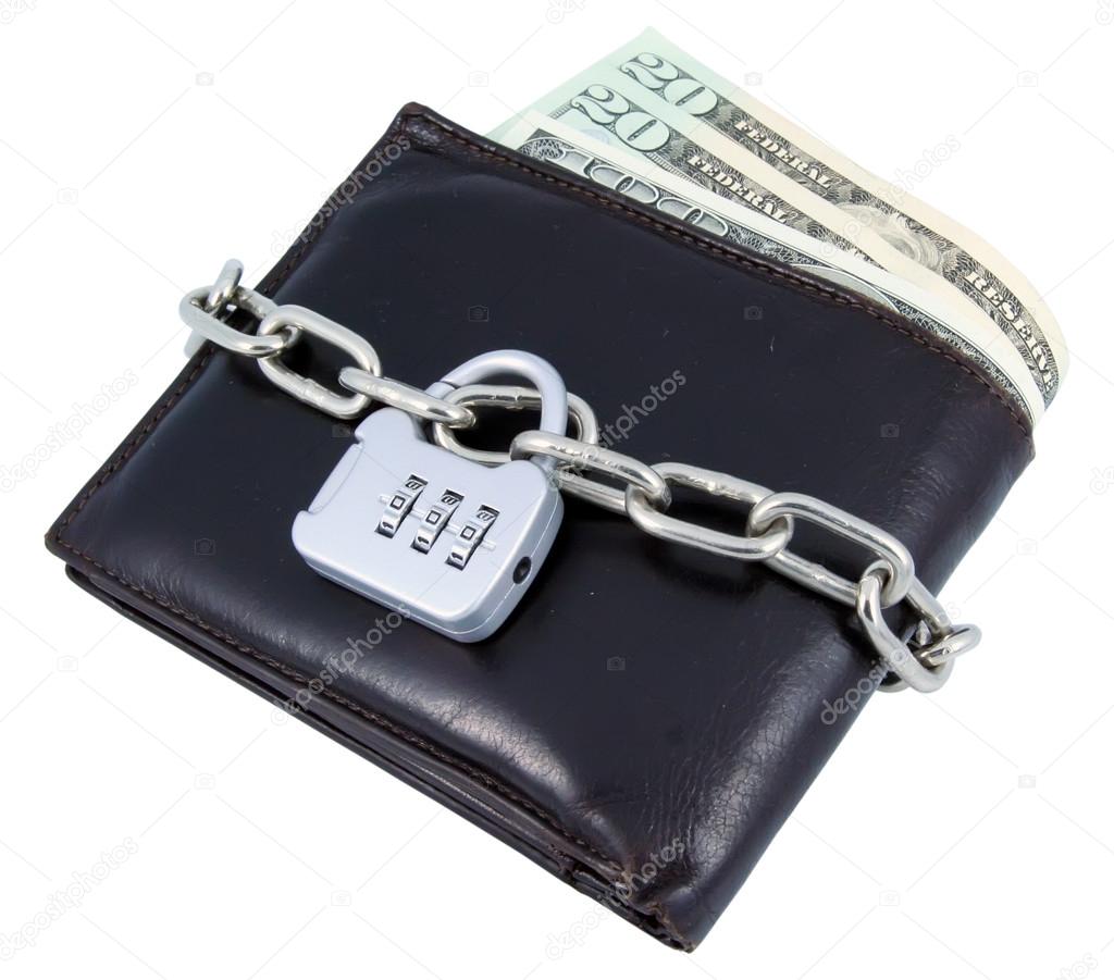 Locked brown wallet.