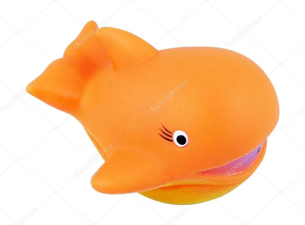 Kids bathing toy. Orange whale toy.
