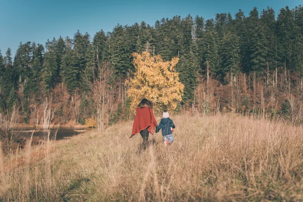 Mor och son i naturen — Stockfoto