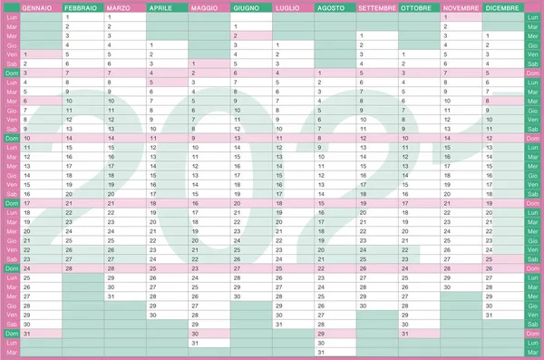 Calendario Parete 2021 Singola Pagina Con Colonne Verticali Giorni Sulla — Vettoriale Stock