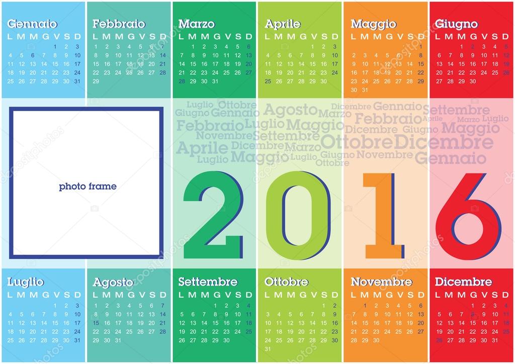 calendar 2016 italian stripes