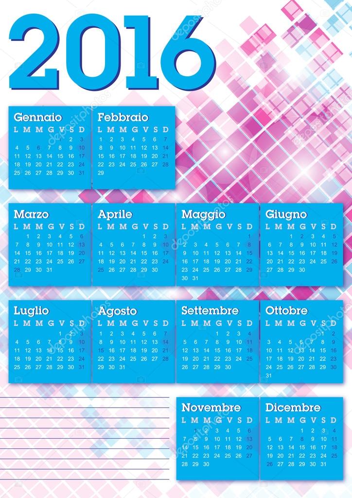 2016 italian calendar graphic squares