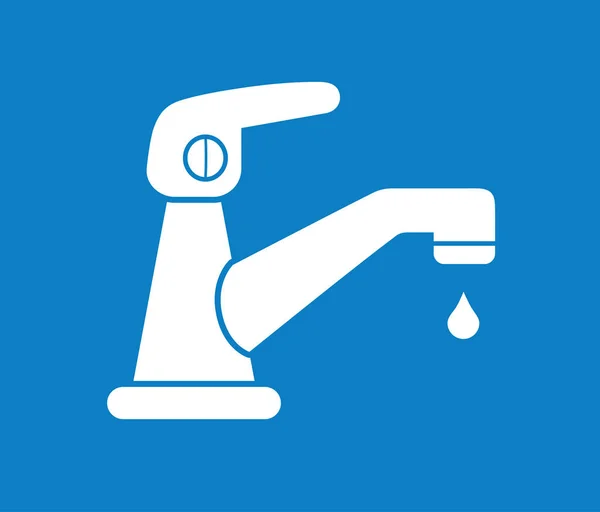 Waterkraan Met Druppel Pictogram — Stockvector